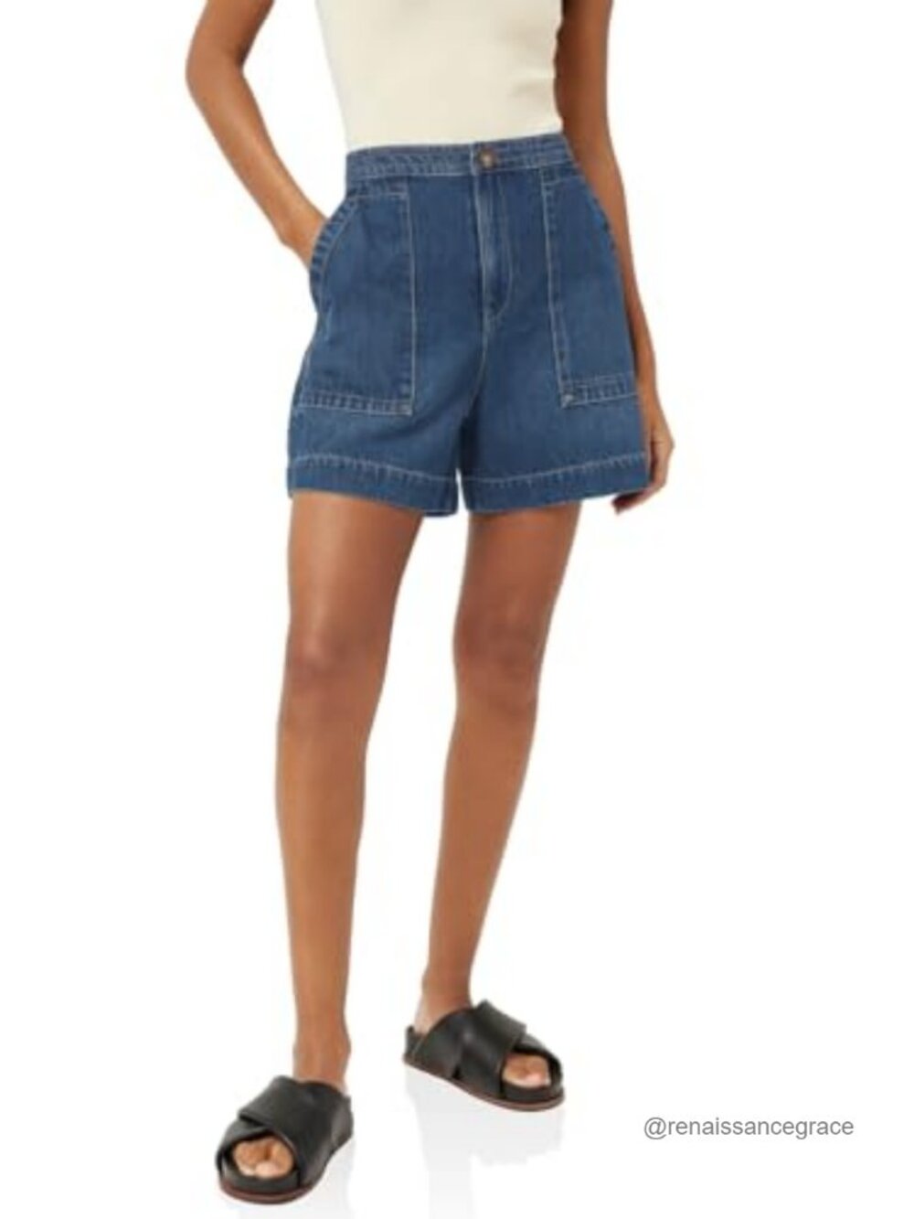 Womens High Waisted Denim Shorts Wide Leg Drawstring Cotton Blend Jean Shorts